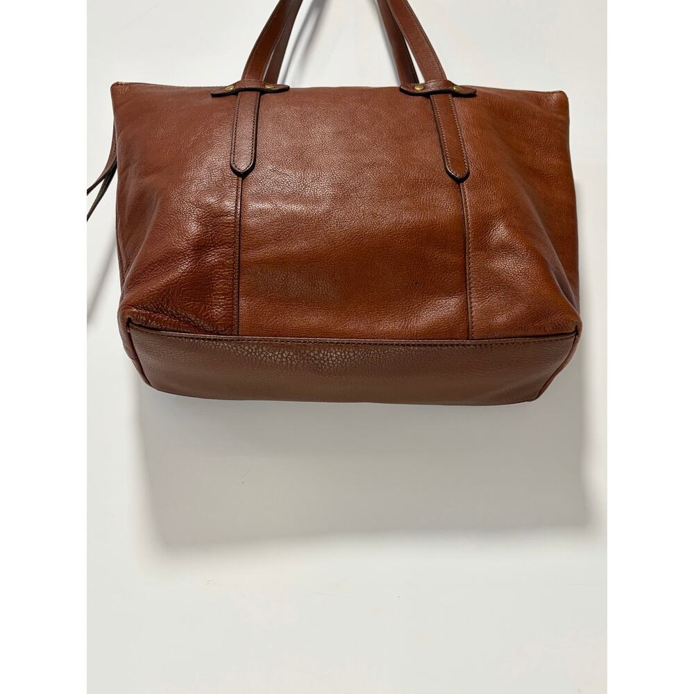 Fossil Felicity Leather Tote Bag Cognac Brown Shoulder Bag - Picture 7 of 13